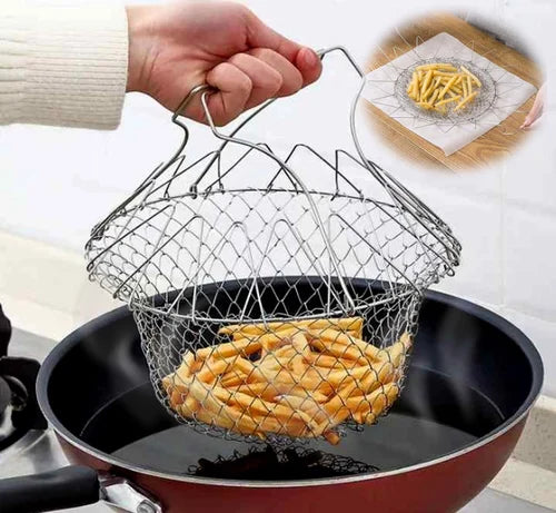 Frying Basket Stainless Steel Foldable Cooking Basket
