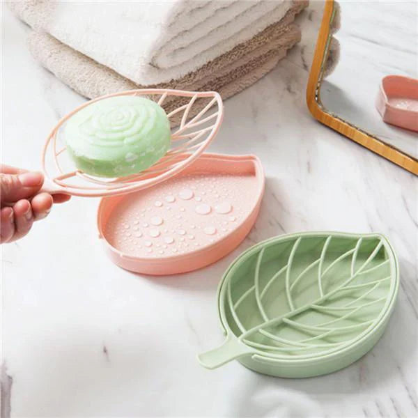 Leaf Shaped Soap Holder With Draining Tray Pack Of 2