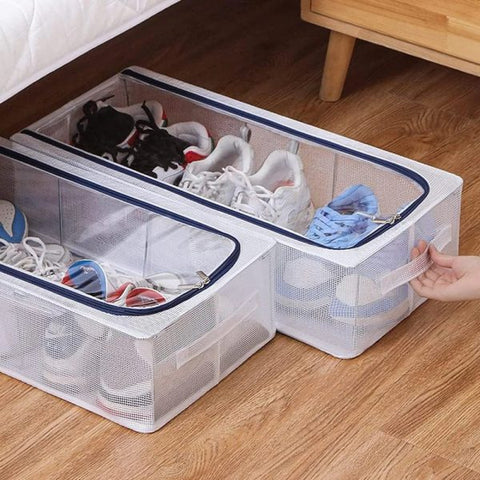 Transparent Storage Shoe Box – Heavy-Duty Steel Frame | Moisture-Proof, Foldable Organizer for Shoes, Clothes, Toys