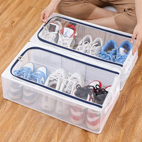 Transparent Storage Shoe Box – Heavy-Duty Steel Frame | Moisture-Proof, Foldable Organizer for Shoes, Clothes, Toys